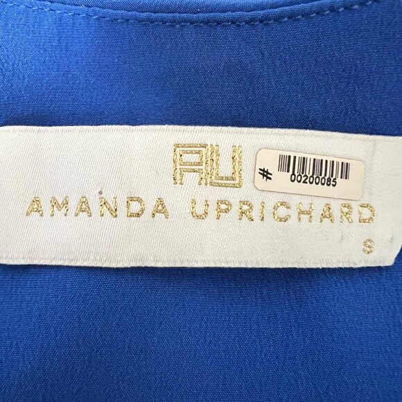 Amanda Uprichard Womens Blue Silk Sleeveless Mini Dress Tiered Waist size Small - Picture 7 of 8